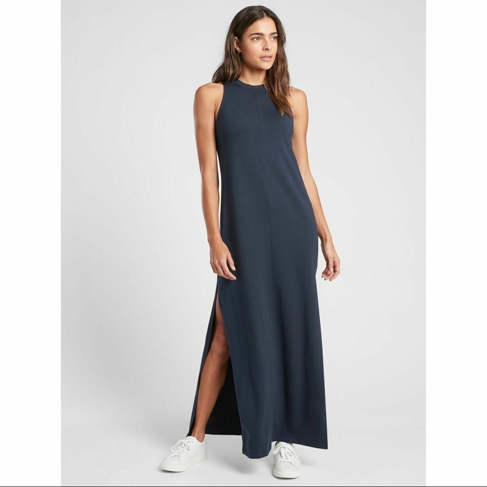 Destination Athleta sleeveless maxi dress in blue